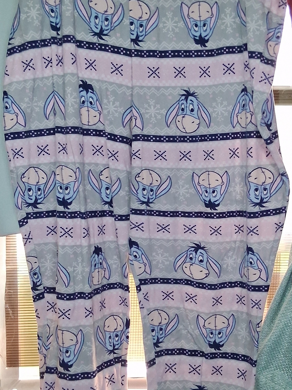 Disney Adult Eeyore Print Pajama Pants - Light Blue & Pink Size 3XL